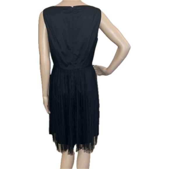 Adrianna Papell Black Pleated Polk Dot Tulle Dress Women’s Size 8 - Picture 3 of 8